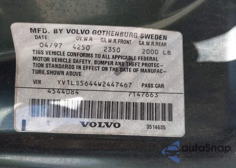 1998 Volvo S70 Glt from USA, damaged, VIN YV1LS5644W2447467